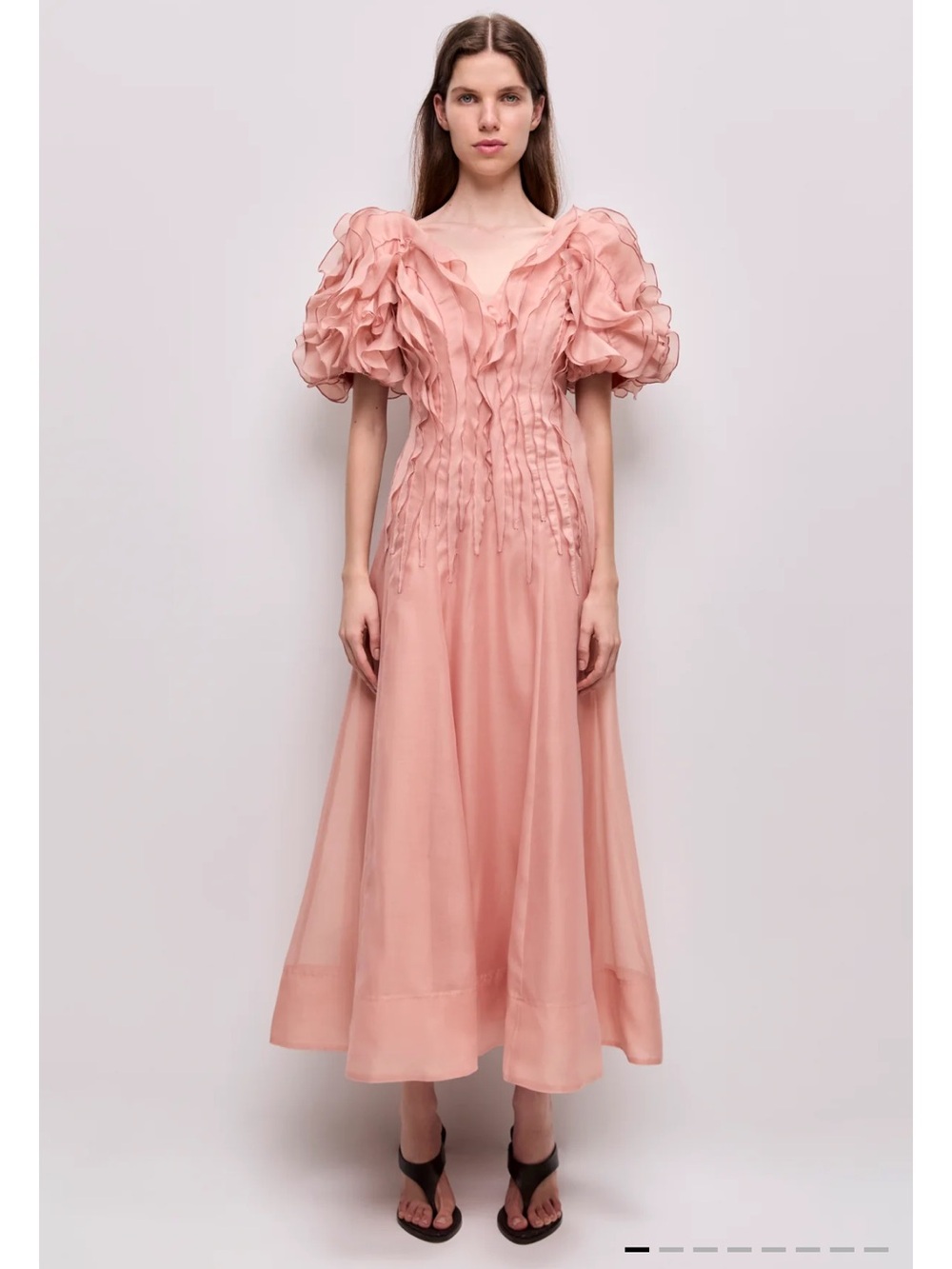 Aje Blush Pink Ruffled Sleeve Wedding Dress